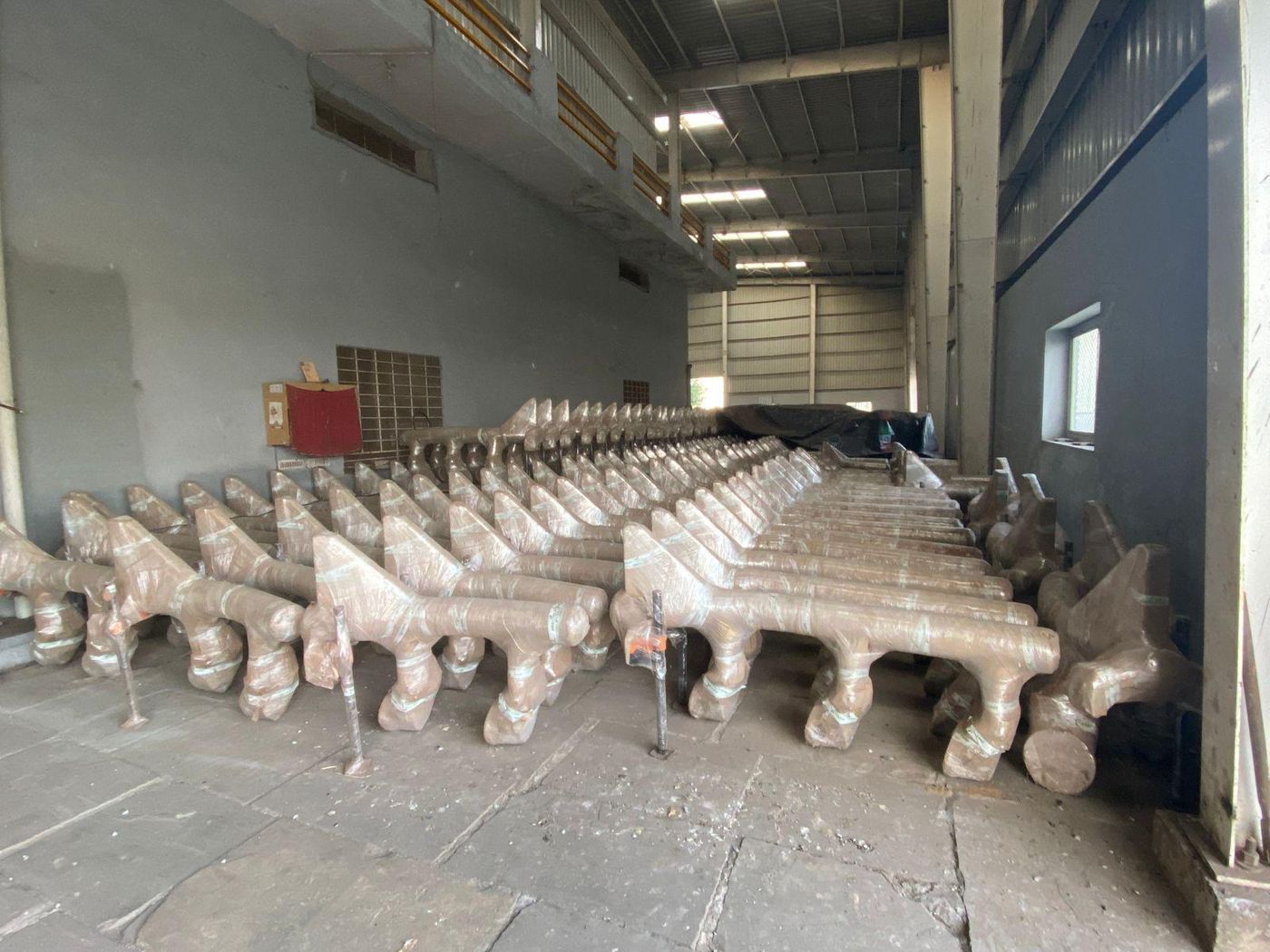 Implements packed in the warehouse, ready for delivery